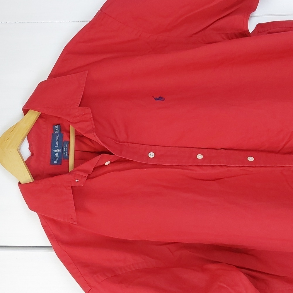 Ralph Lauren |Short Sleeve Red Button Down Blue PONY Shirt Preppy Soft Mens XXL